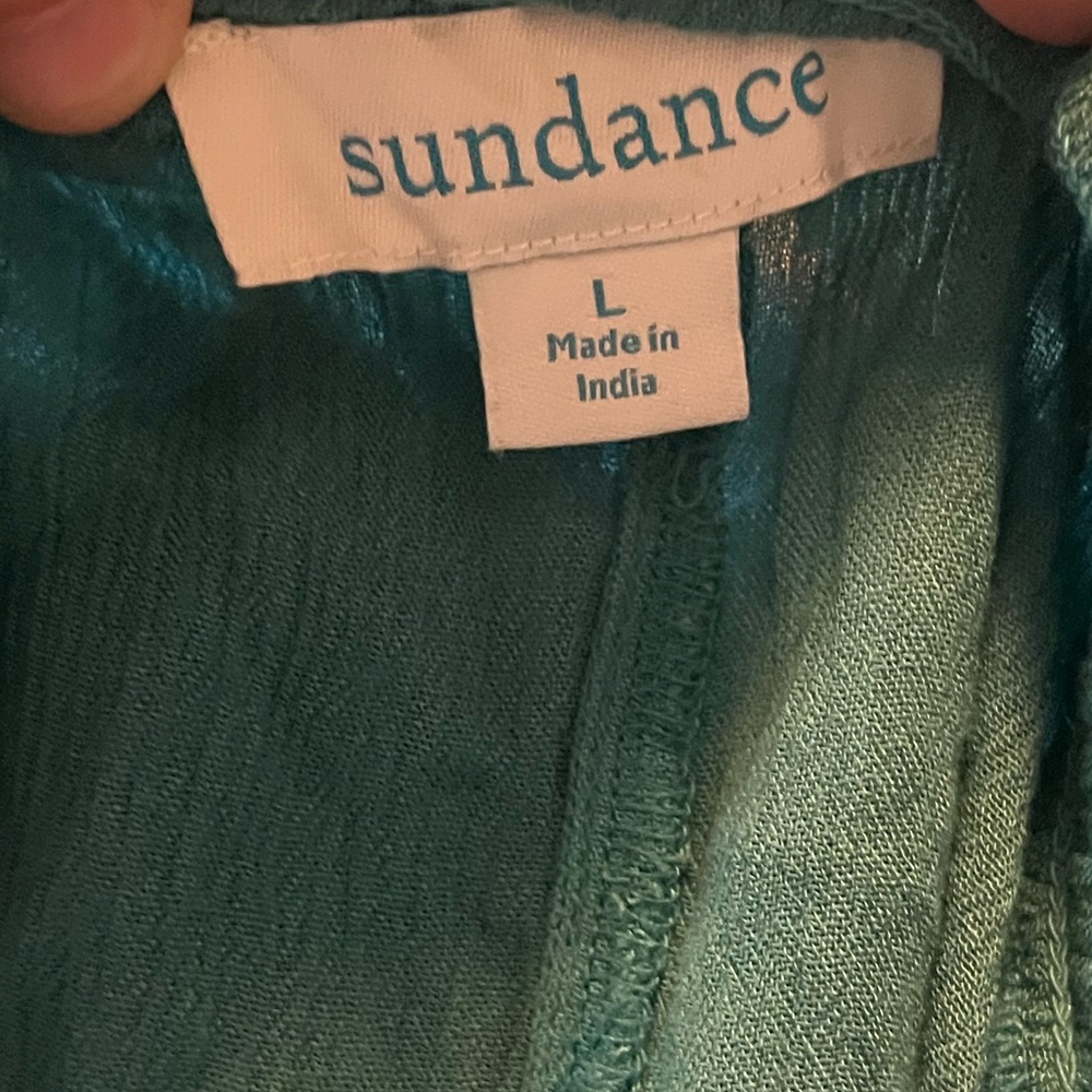 Sundance Teal Spice Route Embroidered Wide Leg Pants‎ Elastic Waist Size Large - Picture 3 of 5